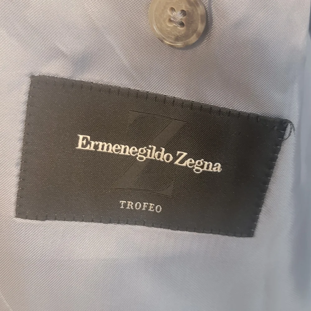 Ermenegildo Zegna‎ Trofeo Blue Wool Houndstooth Sport Blazer Size 56R